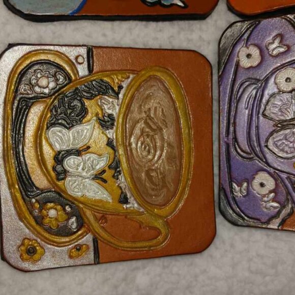 Leather Coasters - 4" square with rounded corners - Picture 4 of 4